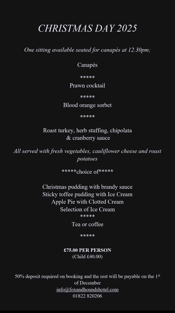 Xmas Day Menu